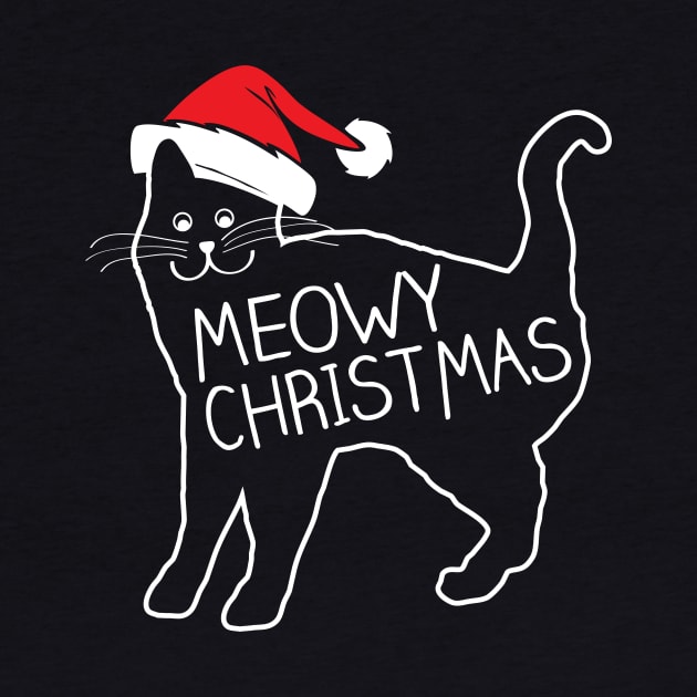 Meowy Christmas Santa Hat Shirt by BentonParkPrints